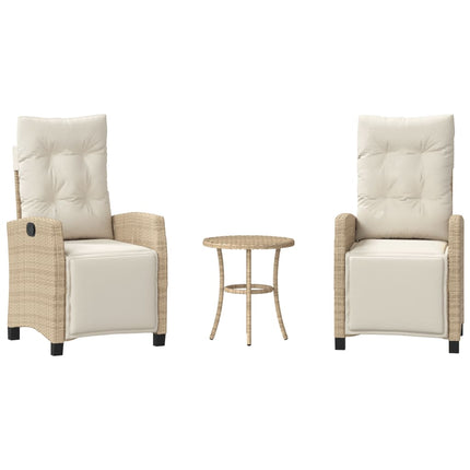 Bistrogrupp med dynor 3 delar beige konstrotting