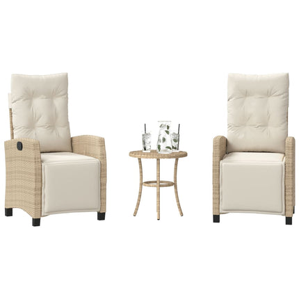 Bistrogrupp med dynor 3 delar beige konstrotting