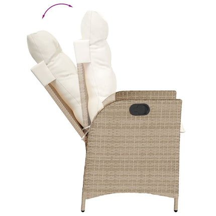 Justerbara trädgårdsstolar 2 st med dynor beige konstrotting
