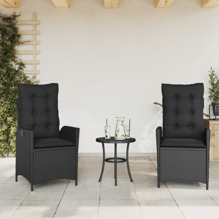 Caféset med dynor 3 delar svart konstrotting