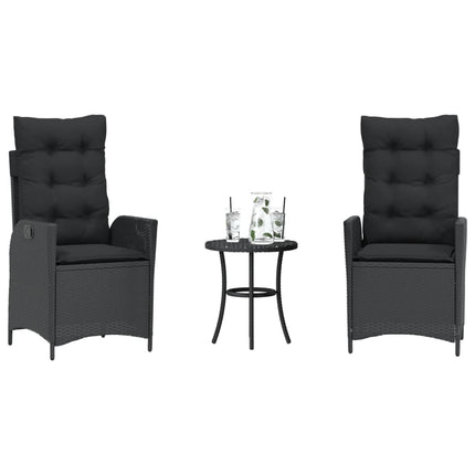 Caféset med dynor 3 delar svart konstrotting