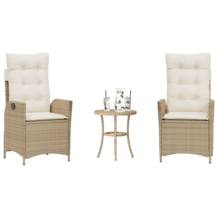 Bistrogrupp med dynor 3 delar beige konstrotting