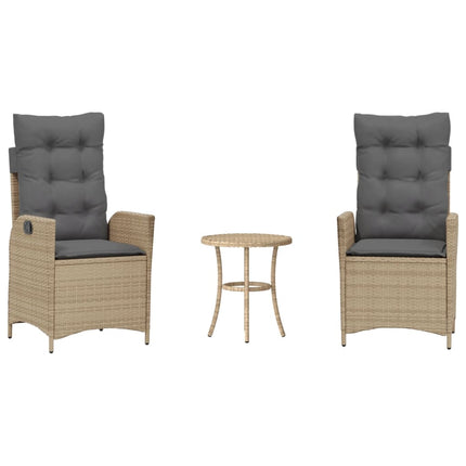Bistrogrupp med dynor 3 delar mixbeige konstrotting