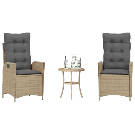 Bistrogrupp med dynor 3 delar mixbeige konstrotting