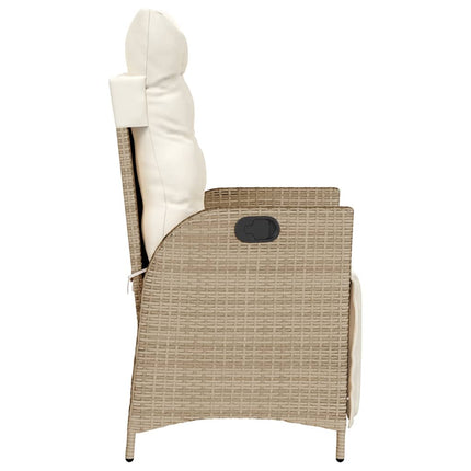 Justerbara trädgårdsstolar 2 st med fotstöd beige konstrotting
