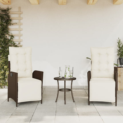 Bistrogrupp med dynor 3 delar brun konstrotting