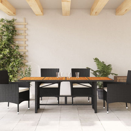 Trädgårdsbord med akaciaträ svart 190x80x74 cm konstrotting