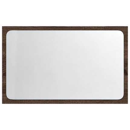 Badrumsspegel med LED brun ek 60x8,5x38 cm konstruerat trä