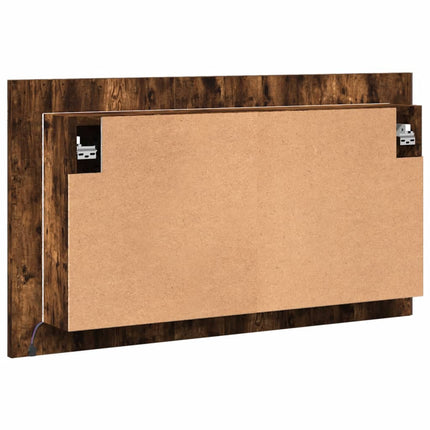 Spegelskåp med LED rökfärgad ek 80x12x45 cm akryl
