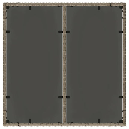 Trädgårdsbord med glasskiva grå 90x90x75 cm konstrotting