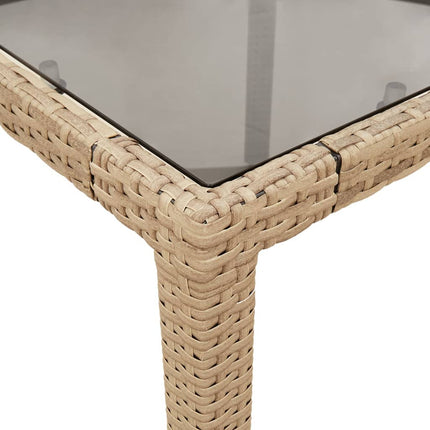 Trädgårdsbord med glasskiva beige 150x90x75 cm konstrotting