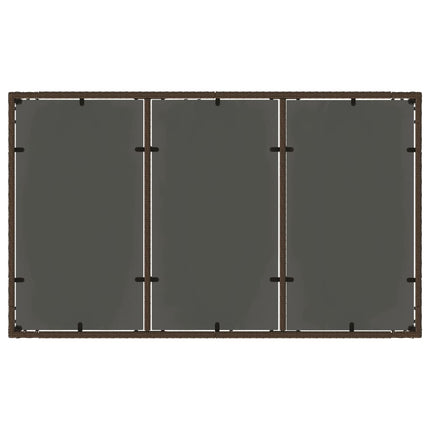 Trädgårdsbord med glasskiva brun 150x90x75 cm konstrotting