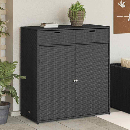 Trädgårdsskåp svart 105x55x113 cm konstrotting