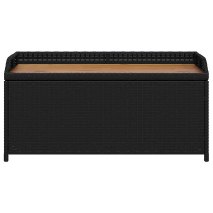Förvaringsbänk svart 100x50x52 cm konstrotting massiv akacia