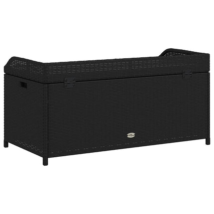 Förvaringsbänk svart 100x50x52 cm konstrotting massiv akacia