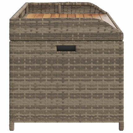 Förvaringsbänk grå 100x50x52 cm konstrotting massivt akaciaträ