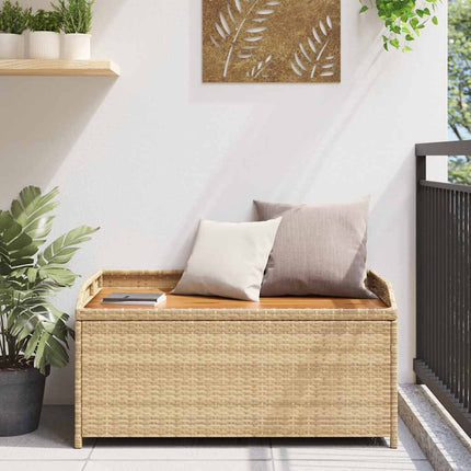 Förvaringsbänk beigemix 100x50x52 cm konstrotting massiv akacia