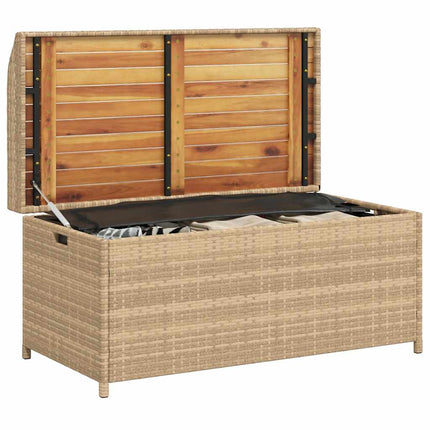 Förvaringsbänk beigemix 100x50x52 cm konstrotting massiv akacia