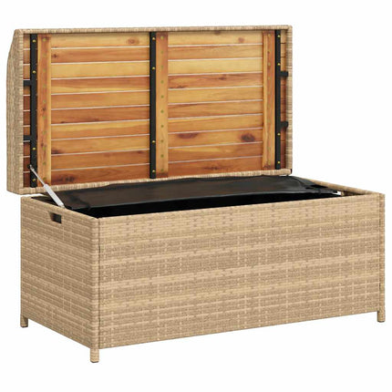 Förvaringsbänk beigemix 100x50x52 cm konstrotting massiv akacia