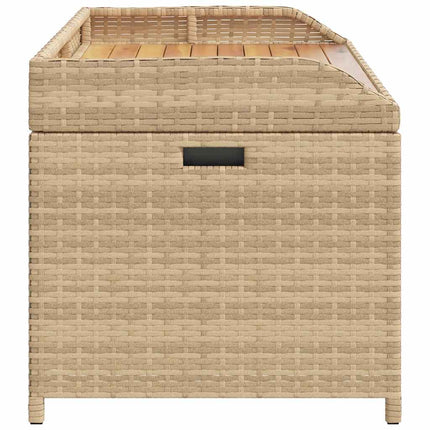 Förvaringsbänk beigemix 100x50x52 cm konstrotting massiv akacia