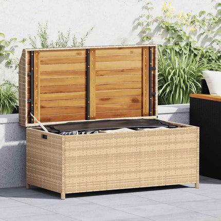 Förvaringsbänk beigemix 100x50x52 cm konstrotting massiv akacia