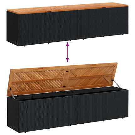 Dynbox svart 220x50x54 cm konstrotting akaciaträ