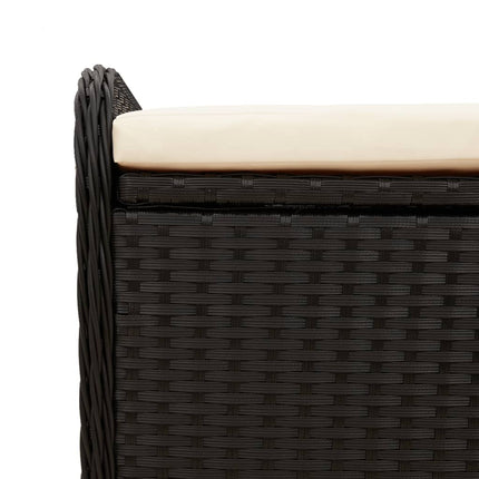 Förvaringsbänk med dyna svart 115x51x52 cm konstrotting