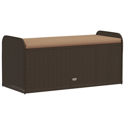 Förvaringsbänk med dyna brun 115x51x52 cm konstrotting