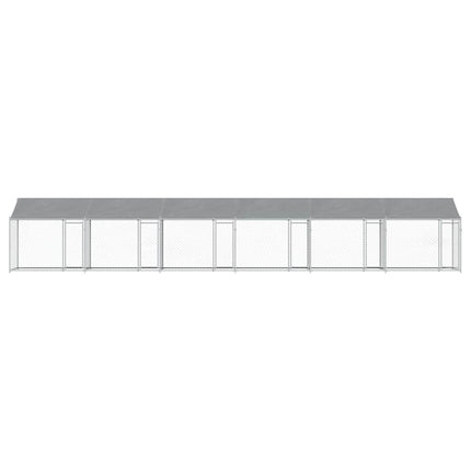 Hundgård med tak och dörrar grå 12x2x2 cm galvaniserat stål