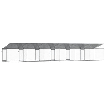 Hundgård med tak och dörr grå 10x2x2 cm galvaniserat stål