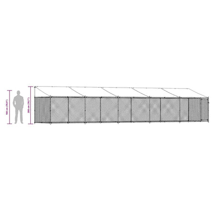 Hundgård med tak och dörr grå 10x2x2 cm galvaniserat stål