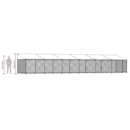 Hundgård med tak och dörr grå 12x2x2 cm galvaniserat stål