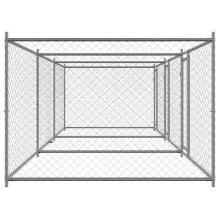 Hundgård med dörrar grå 6x2x1,5 cm galvaniserat stål