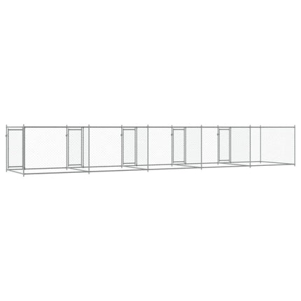 Hundgård med dörrar grå 10x2x1,5 cm galvaniserat stål