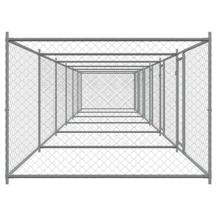 Hundgård med dörrar grå 12x2x1,5 cm galvaniserat stål