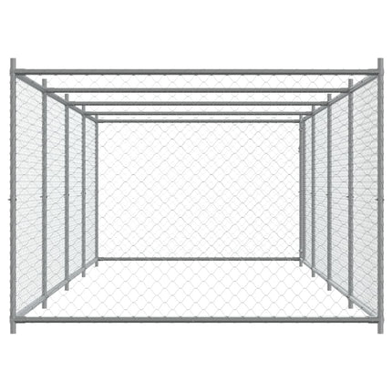 Hundgård med dörr grå 8x2x1,5 cm galvaniserat stål