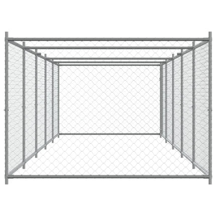 Hundgård med dörr grå 10x2x1,5 cm galvaniserat stål