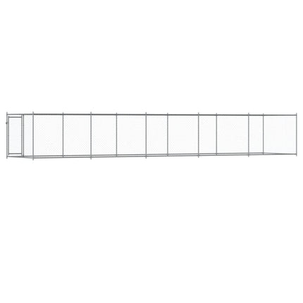 Hundgård med dörr grå 10x2x1,5 cm galvaniserat stål