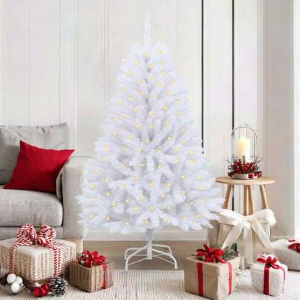 Konstgjord julgran med 150 LED-lampor Vit 150 cm PVC och metall