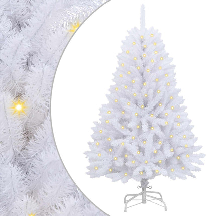Konstgjord julgran med 150 LED-lampor Vit 150 cm PVC och metall