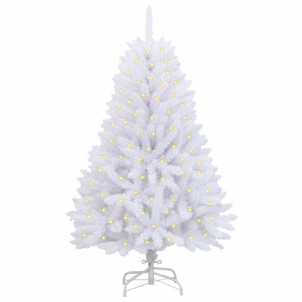 Konstgjord julgran med 150 LED-lampor Vit 150 cm PVC och metall