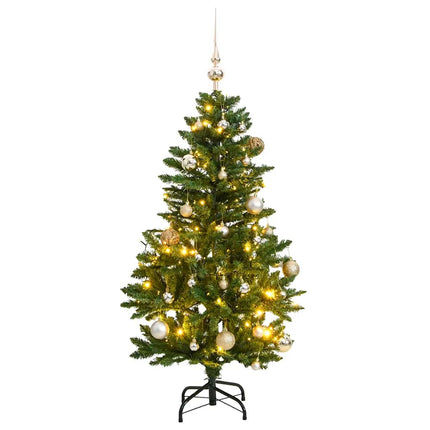 Plastgran med gångjärn 150 LEDs & kulor 120 cm