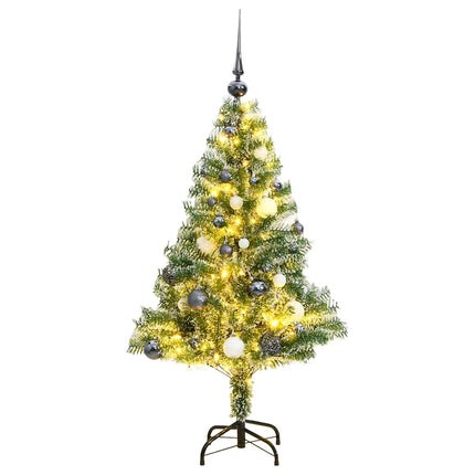 Plastgran 150 LEDs&kulor&snö 150 cm