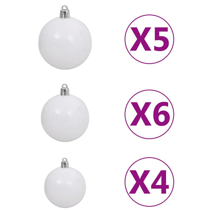 Plastgran med gångjärn 150 LEDs & kulor 120 cm