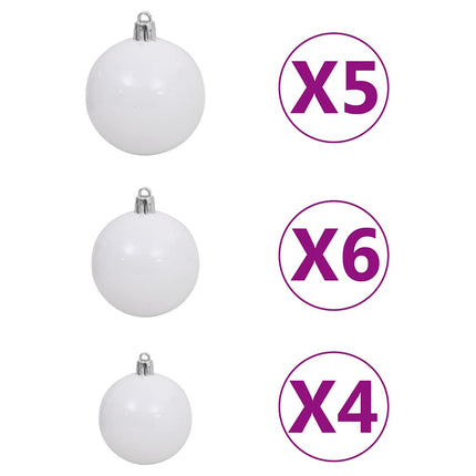 Plastgran med gångjärn 150 LEDs & kulor 150 cm