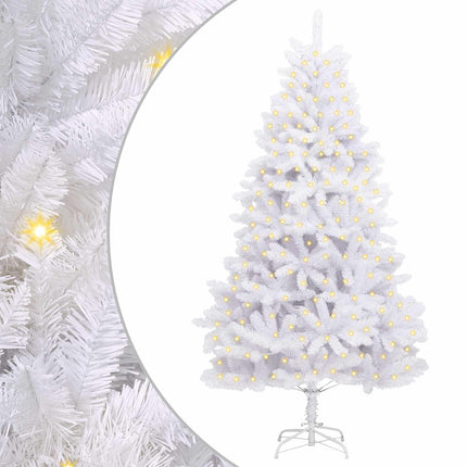 Konstgjord julgran med 300 LED-lampor Vit 180 cm PVC och metall