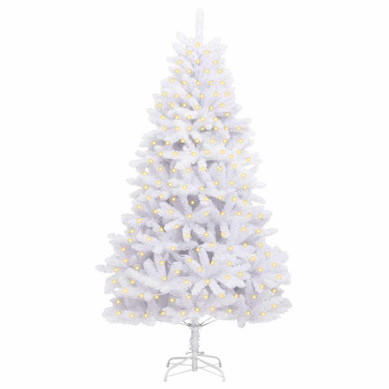 Konstgjord julgran med 300 LED-lampor Vit 180 cm PVC och metall