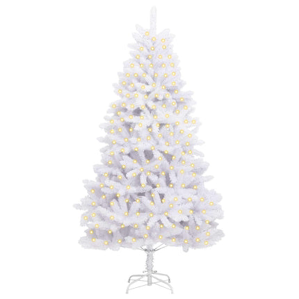 Konstgjord julgran med 300 LED-lampor Vit 210 cm PVC och metall