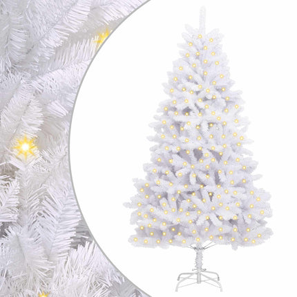 Konstgjord julgran med 300 LED-lampor Vit 240 cm PVC och metall