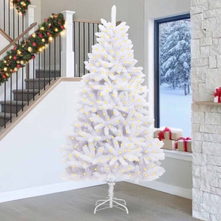 Konstgjord julgran med 300 LED-lampor Vit 270 cm PVC och metall